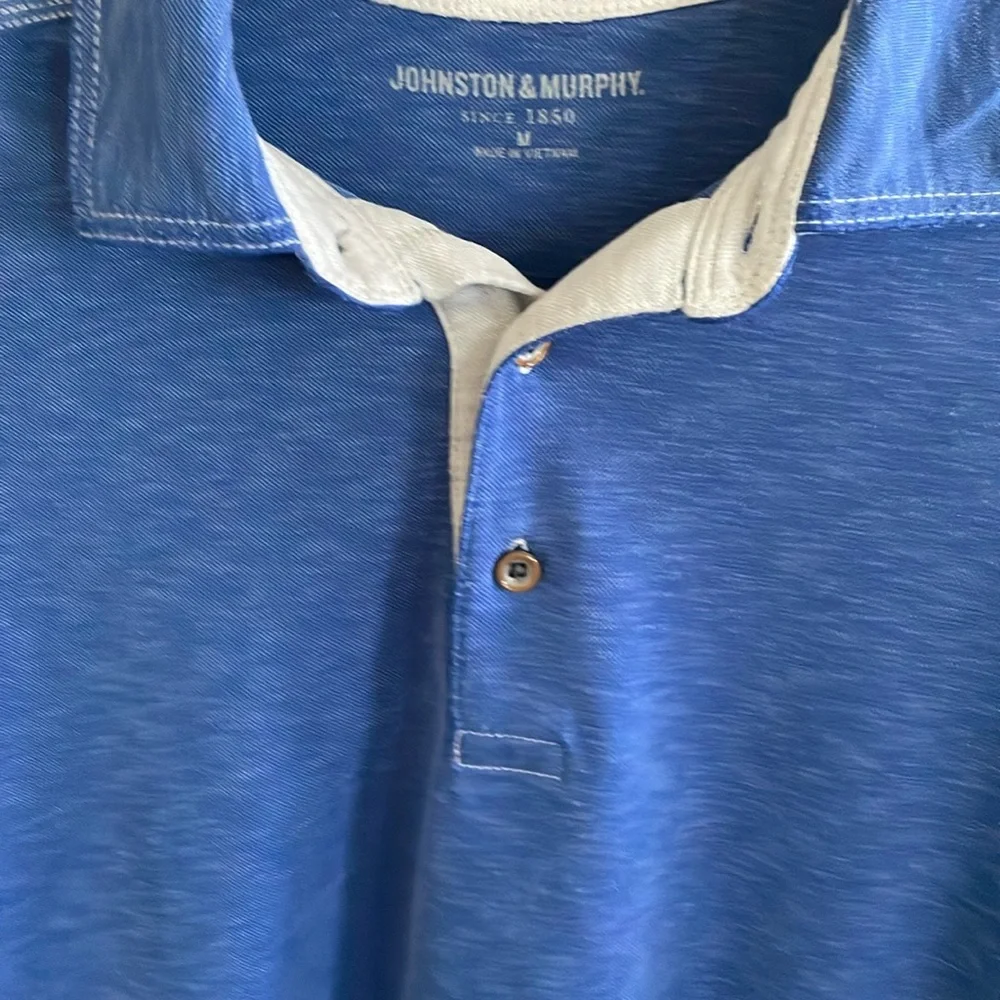 Johnston & Murphy Vintage Slub Polo Blue Size M - Picture 4 of 9
